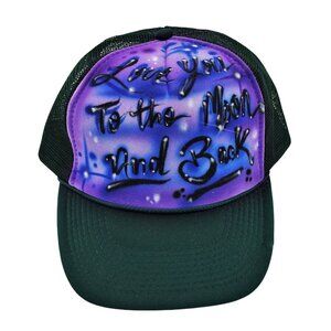 90s Trucker Hat Snapback Airbrushed Galaxy Love You To the Moon and Back Vintage